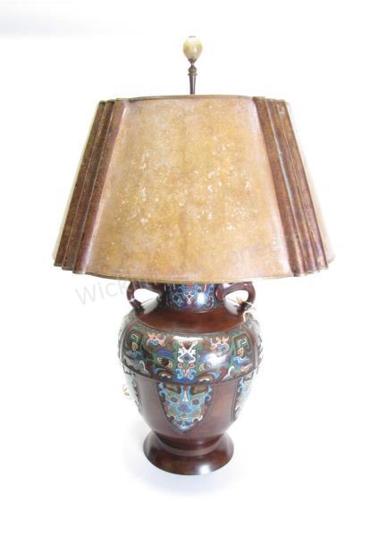 Appraisal: A vintage Cloisonne table lamp circa s with figural elephant