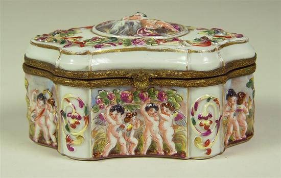 Appraisal: Capodimonte Jewelry Chest Jewelry box with lid has goose with