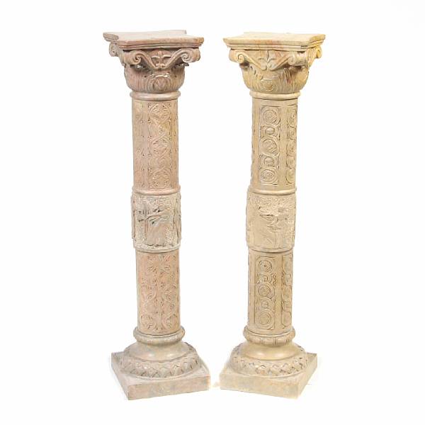 Appraisal: A pair of carved marble pedestals height in width in