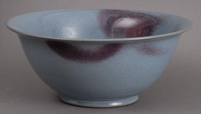 Appraisal: CHINESE FLAMB -GLAZED FOOTED BOWL With everted rim and ring