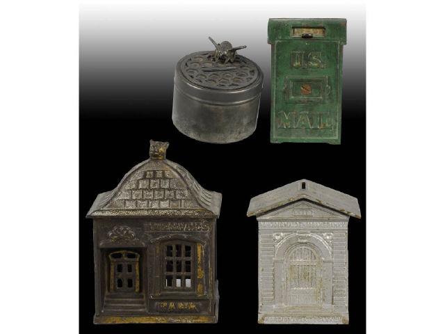 Appraisal: Lot of Cast Iron Tin Still Banks Description Includes Home