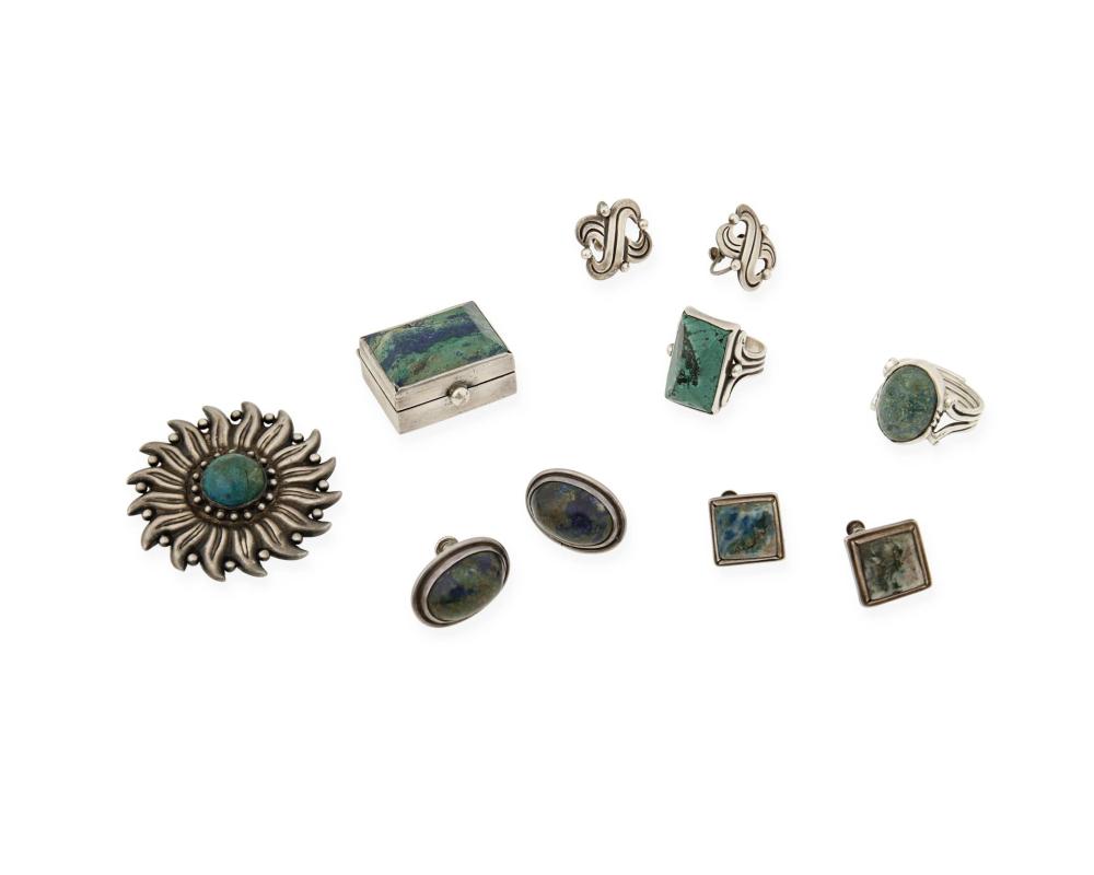 Appraisal: A group of H ctor Aguilar hardstone jewelry - and