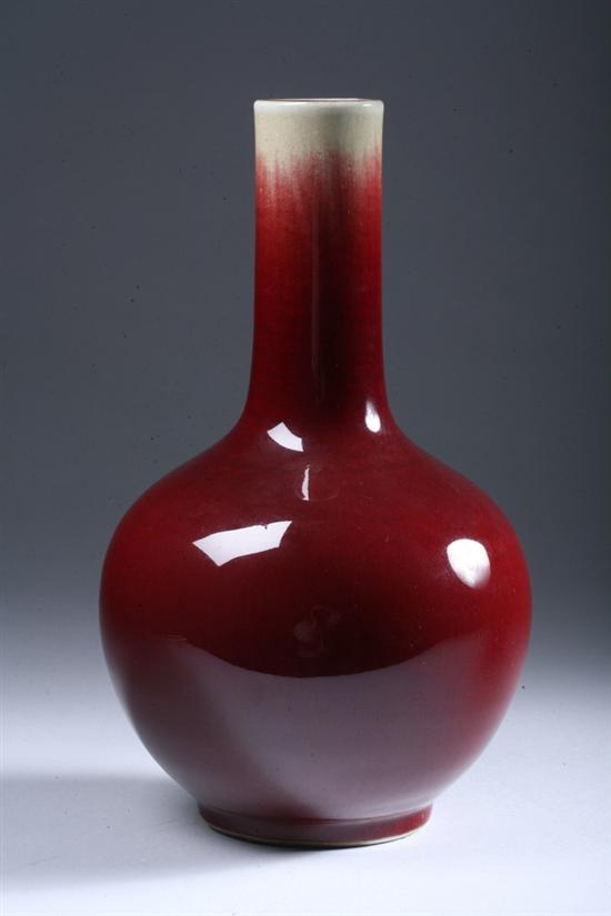 Appraisal: CHINESE COPPER RED PORCELAIN BOTTLE VASE th century - i