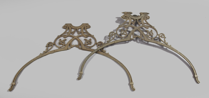 Appraisal: French Patinated and Reticulated Cast-Iron Double Swing Bracket ca in