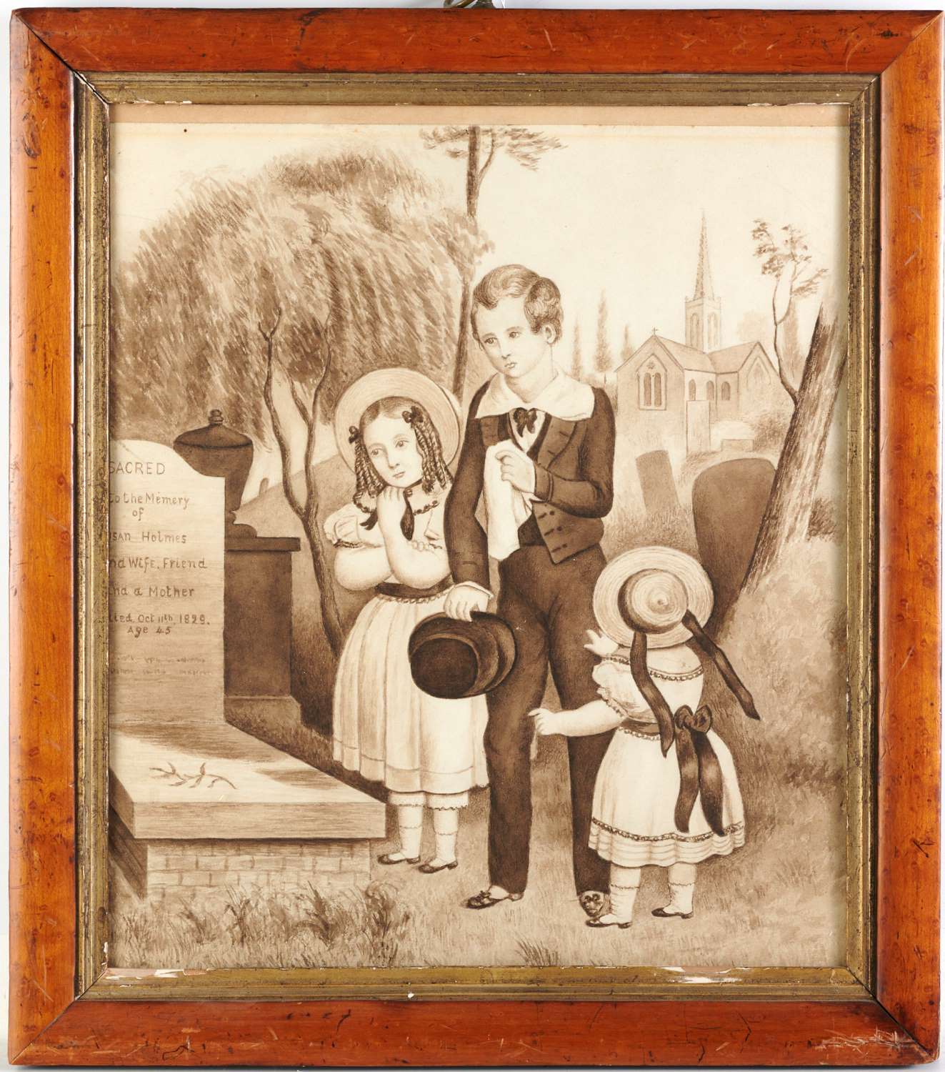 Appraisal: AMERICAN SCHOOL MOMENTO MORI PAINTING American School th c ink