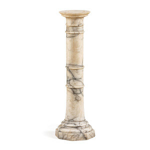 Appraisal: An Italian White and Gray Veined Marble Pedestal Height x