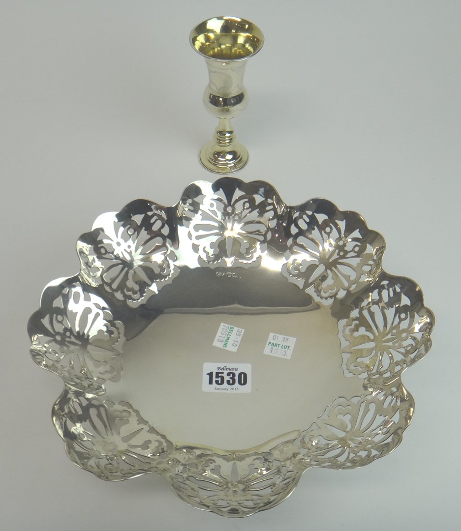 Appraisal: Silver comprising a shaped circular bread or cake basket decorated