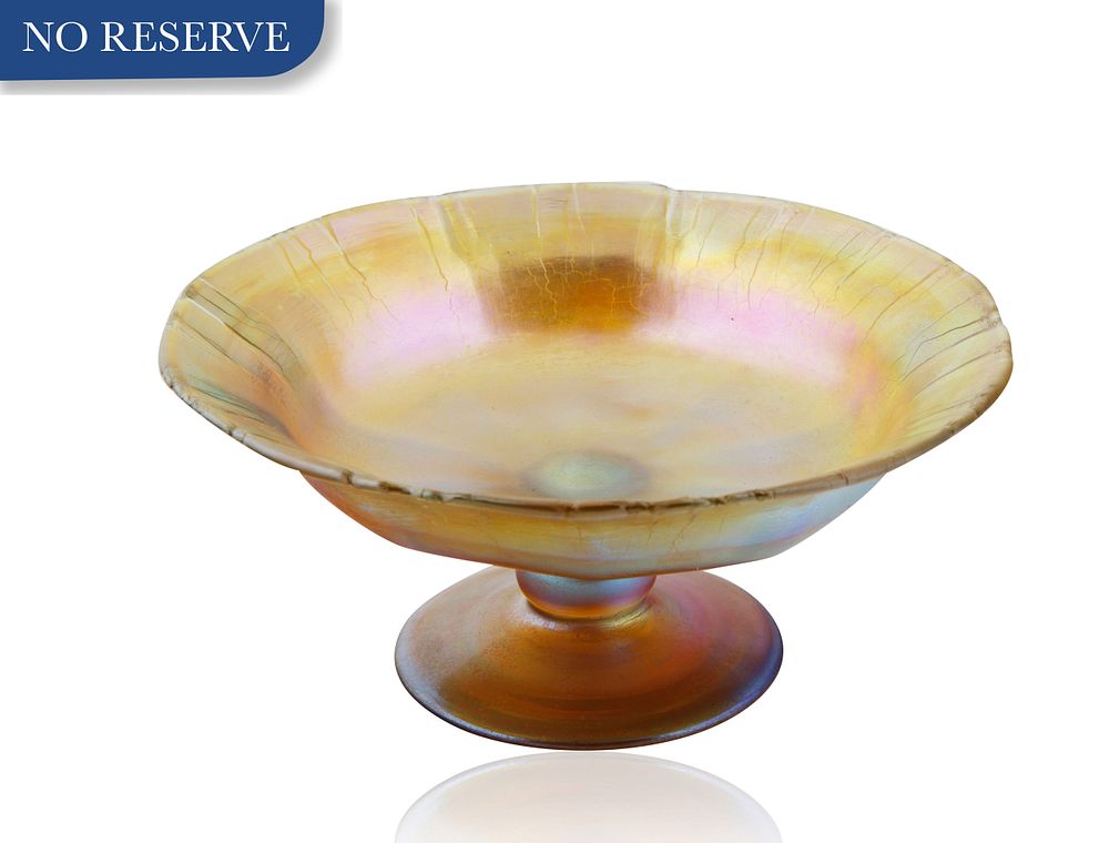 Appraisal: CIRCA TIFFANY STUDIOS FAVRILE GLASS TAZZA CIRCA TIFFANY STUDIOS FAVRILE