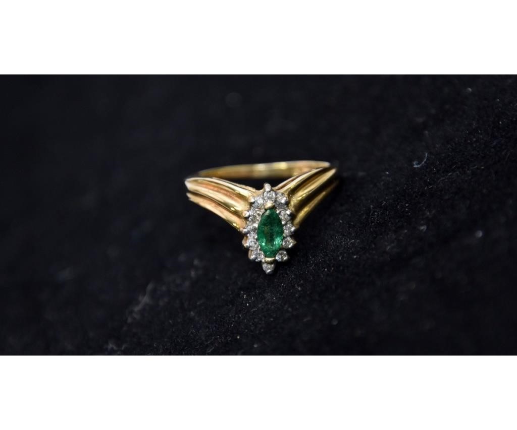 Appraisal: k ladies emerald marquis ring x mm pts with mine