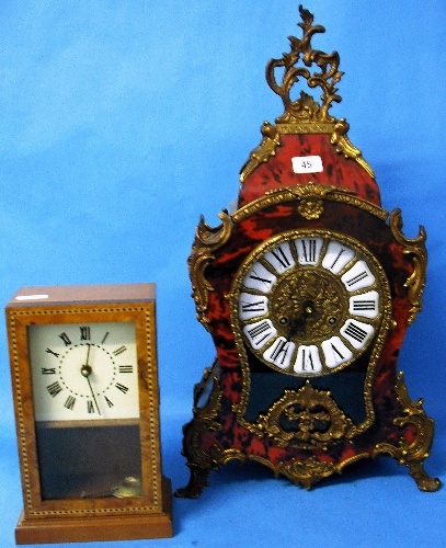 Appraisal: A Reproduction French Boulle Style Mantle Clock and Inlaid Wood