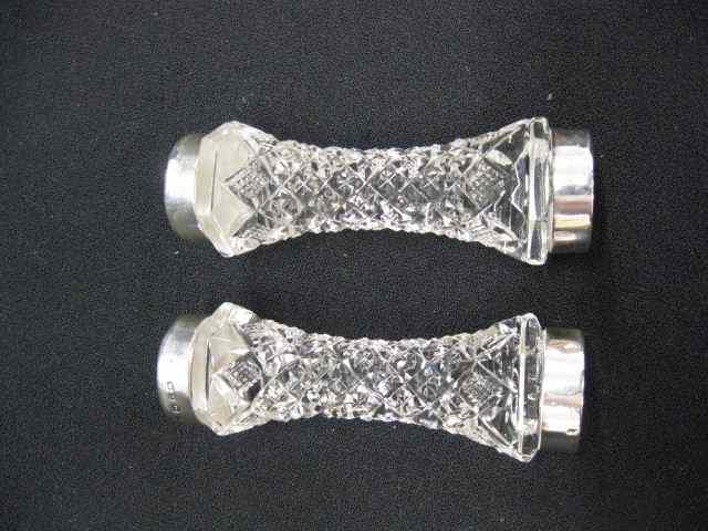 Appraisal: Pair of Sterling Silver Cut Glass Knife Rests English hallmarks