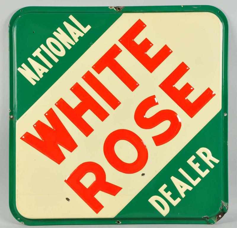 Appraisal: Embossed Porcelain White Rose Diamond Sign Description Circa s to