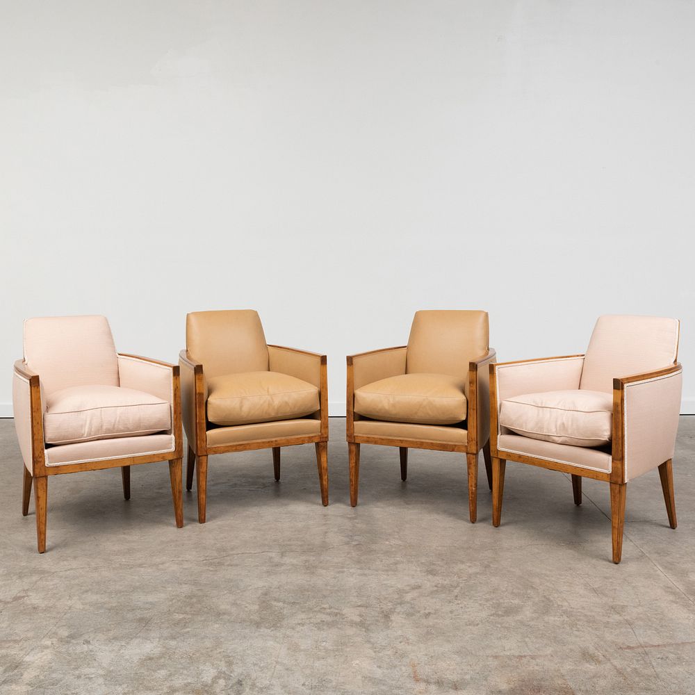 Appraisal: Set of Four Maxime Old Mahogany Armchairs Two upholstered in