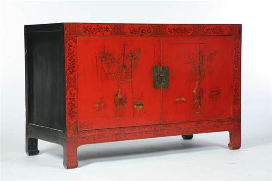 Appraisal: LACQUERED CABINET Shan Xi Province China th century softwood Red