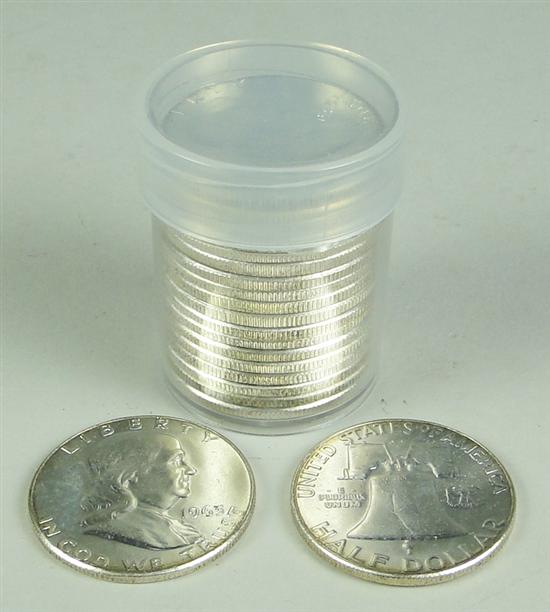 Appraisal: Nice BU Roll coins of -P Franklin Halves Grade range