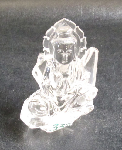 Appraisal: CHINESE ROCK CRYSTAL BUDDHA PAPERWEIGHT Height inches