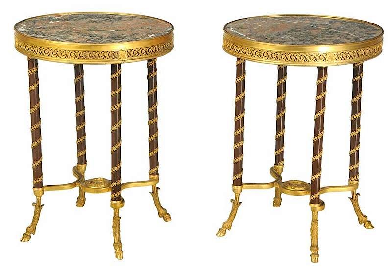 Appraisal: Fine Pair Directoire Style Gilt Bronze Gu ridons French th