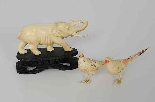 Appraisal: Group of Japanese Carved Ivory Animals Japan th century A