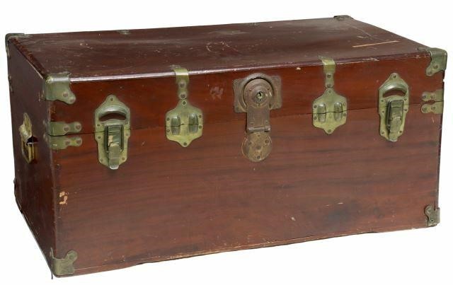 Appraisal: Metal-bound camphor storage trunk late th early th c hinged