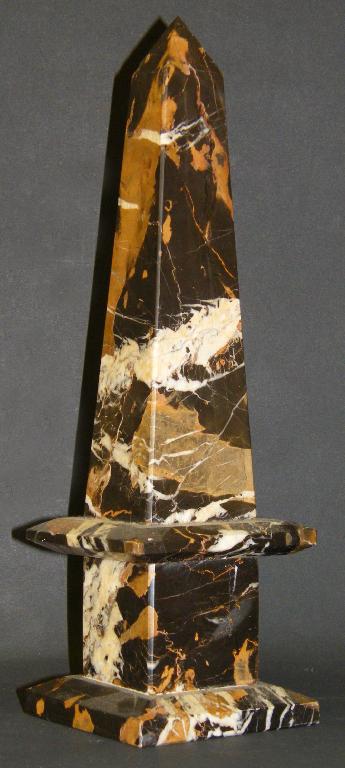 Appraisal: Brown and cream veined marble obelisk high