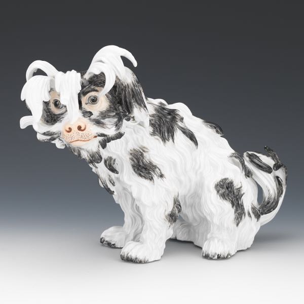 Appraisal: DRESDEN PORCELAIN BOLOGNESE HOUND TERRIER x x A Dresden porcelain