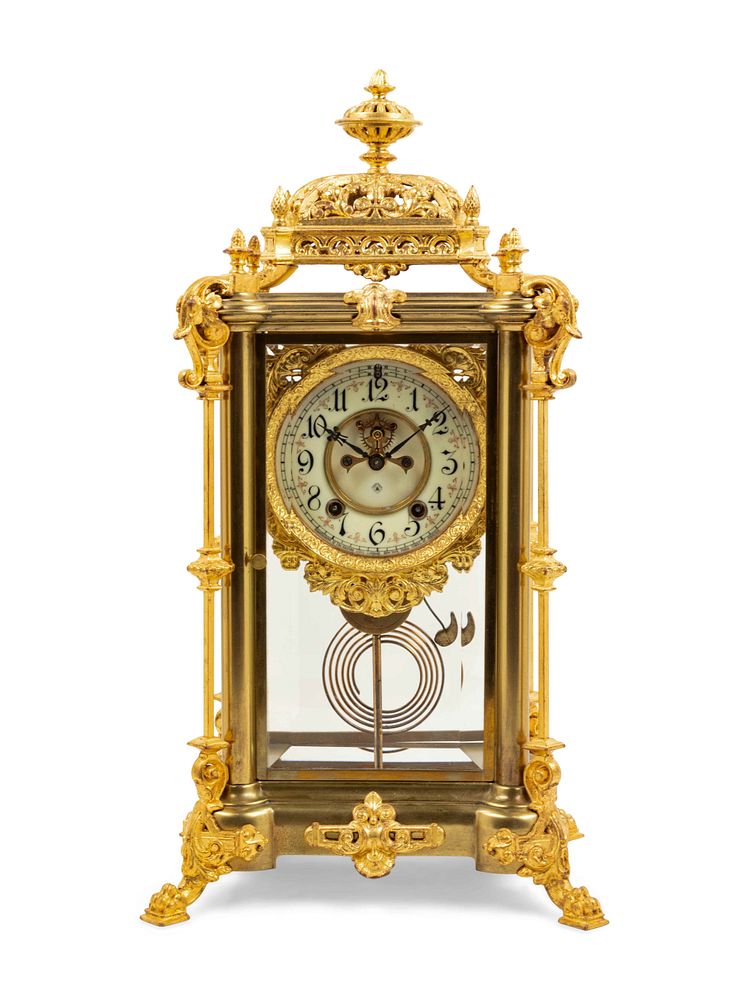 Appraisal: An Ansonia Excelsior Crystal Gilt Metal Regulator Clock An Ansonia