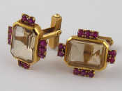 Appraisal: A pair of yellow metal tests carat gold citrine and