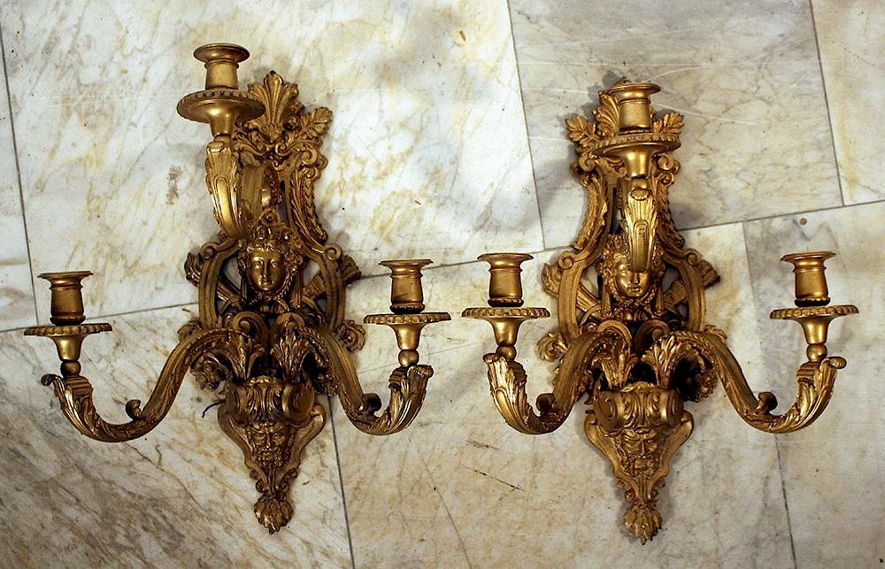 Appraisal: Pair of French wall appliques A pair of French wall