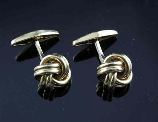 Appraisal: A pair of Spanish ct gold knot cufflinks g in