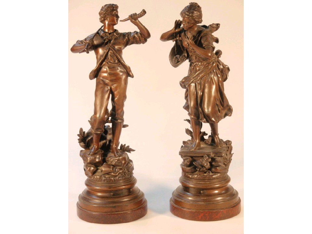 Appraisal: After Rancoulet L'Echo and Le Signal a pair of patinated