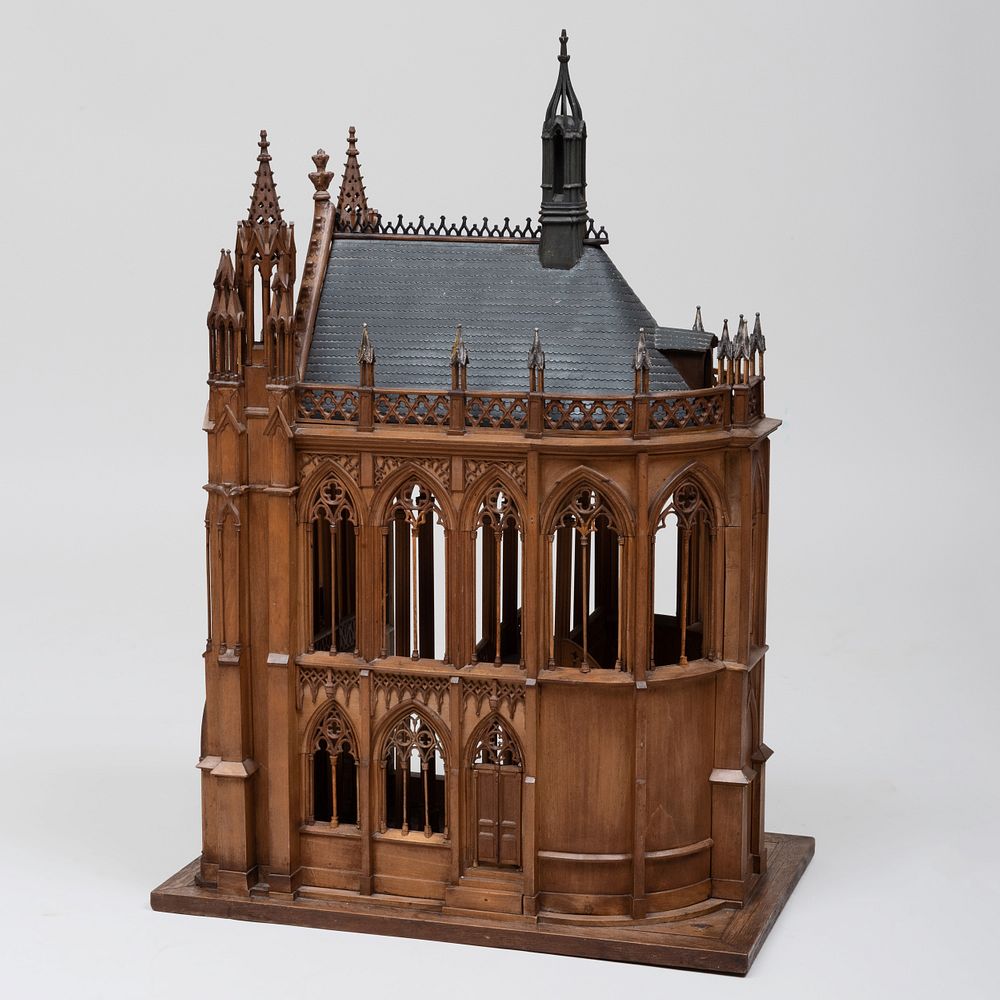 Appraisal: French Neo-Gothic Carved Limewood and Ebonized Architectural Model of a