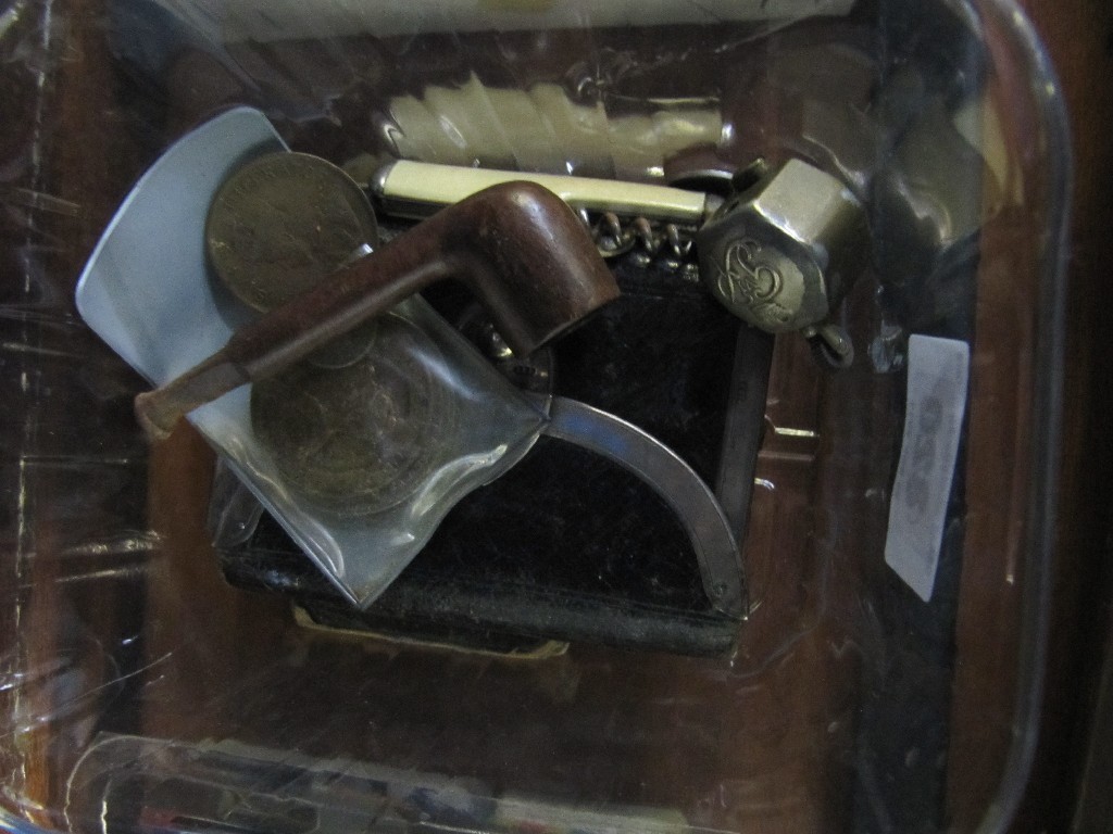 Appraisal: Box of coins small pipe pocket knife etc