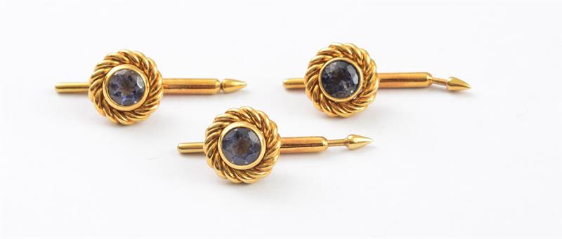 Appraisal: THREE K GOLD AND SAPPHIRE STUDS TIFFANY CO Sapphires weighing