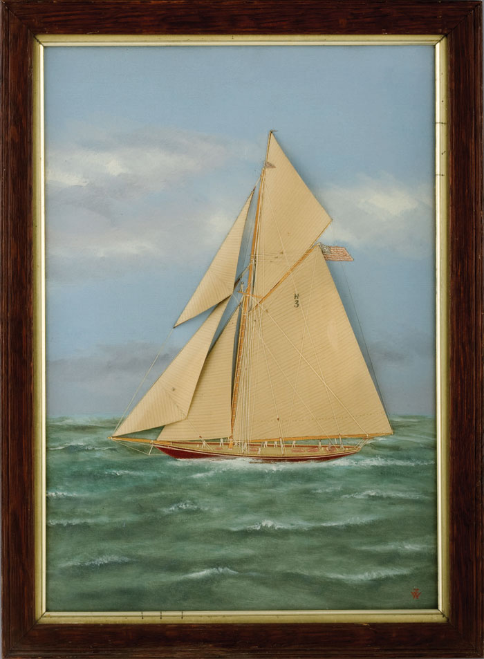 Appraisal: THOMAS H WILLIS AMERICAN - AMERICAN YACHT AT SAIL Silk