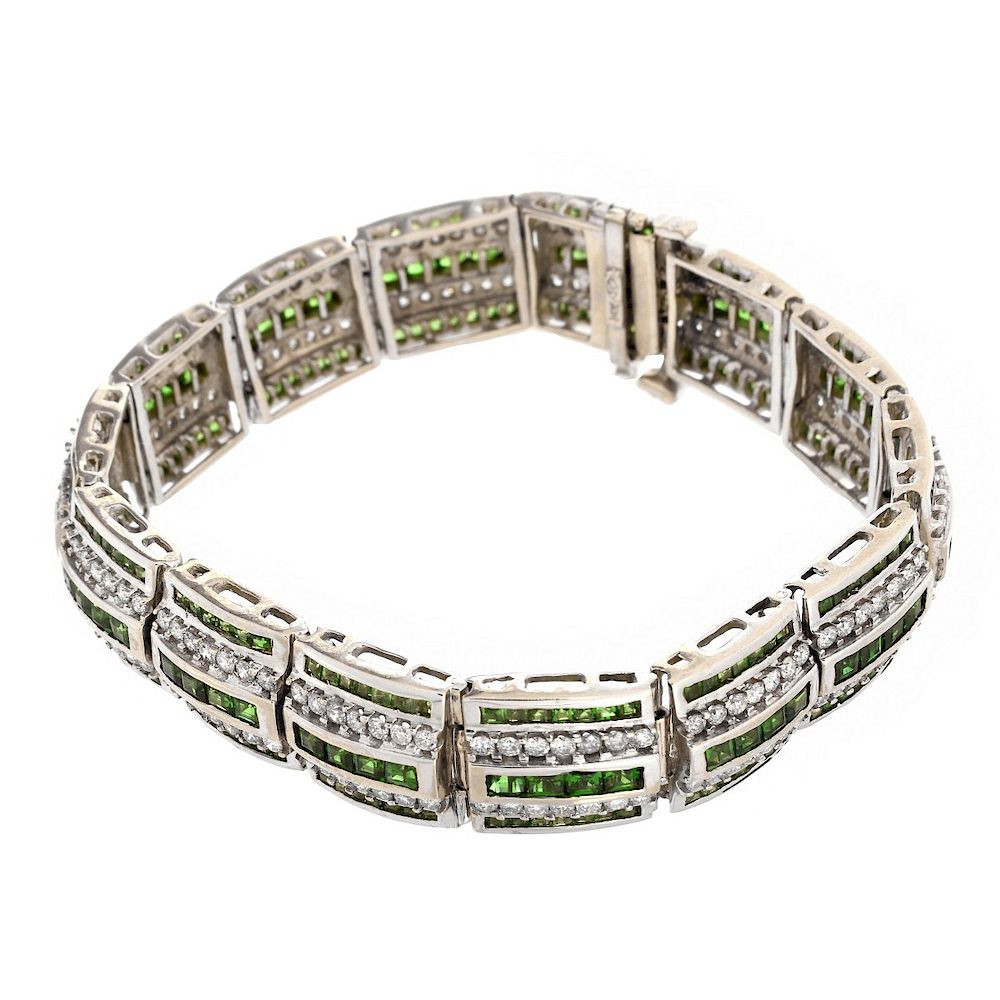 Appraisal: Tsavorite Garnet Diamond and K Bracelet Vintage Approx Carat TW