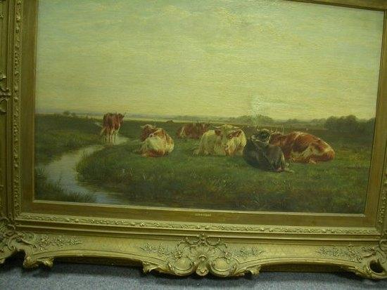 Appraisal: William Luker Cattle in a Water Meadow oil on canvas