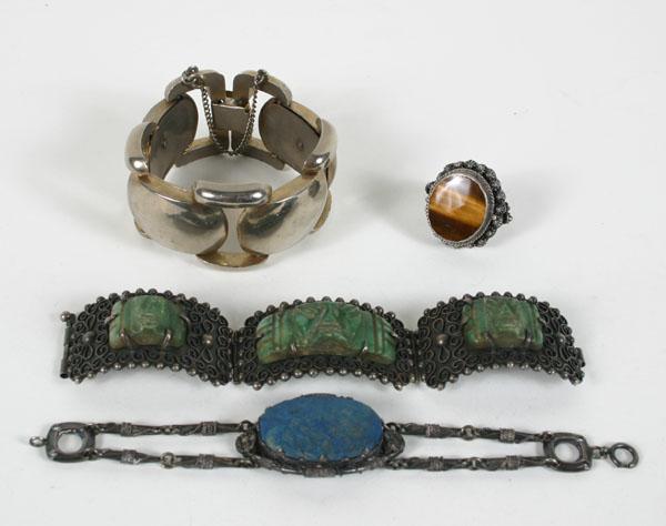 Appraisal: Vintage Native American Mexican Silver Jewelry Assortment of four pieces