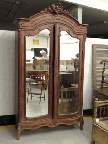 Appraisal: th c French two mirrored door armoire '' W ''