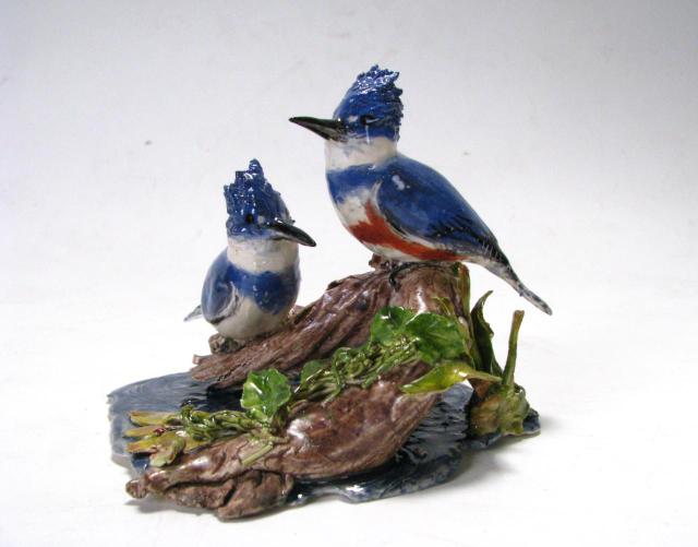 Appraisal: Barbara Kuhlman Richmond IN sculptor Ceramic Bird Grouping Blue Jays