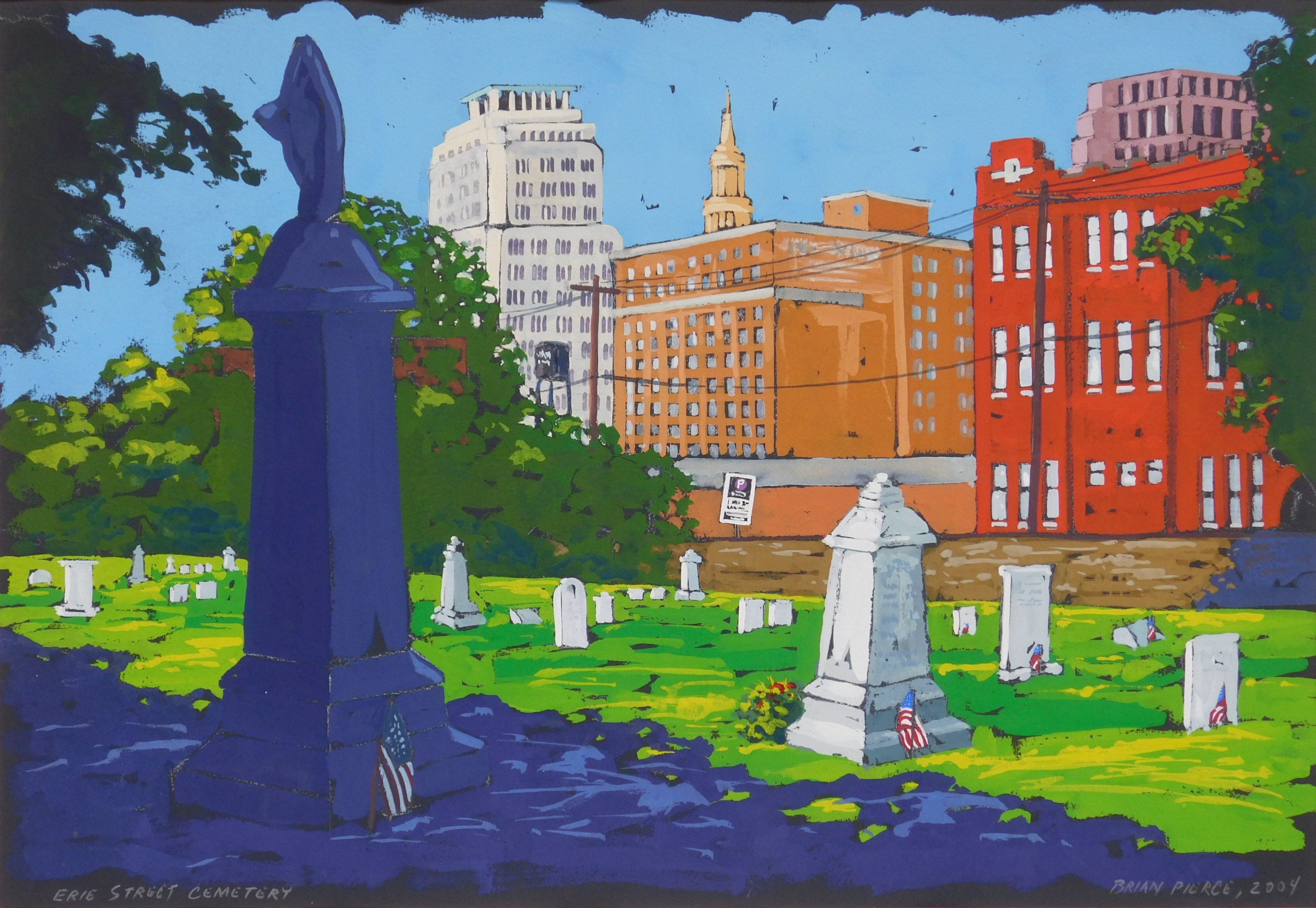 Appraisal: Brian Pierce American th st c ''Erie Street Cemetery''- acrylic