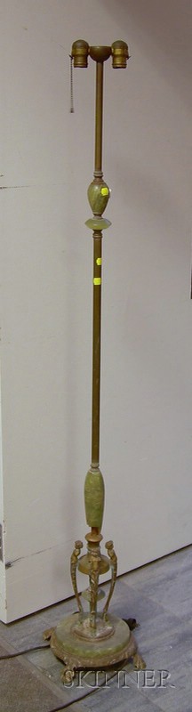 Appraisal: Art Deco Green Onyx-mounted Brass Floor Lamp