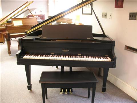 Appraisal: BABY GRAND BRAMBACH EBONIZED PIANO ' numbered with bench -