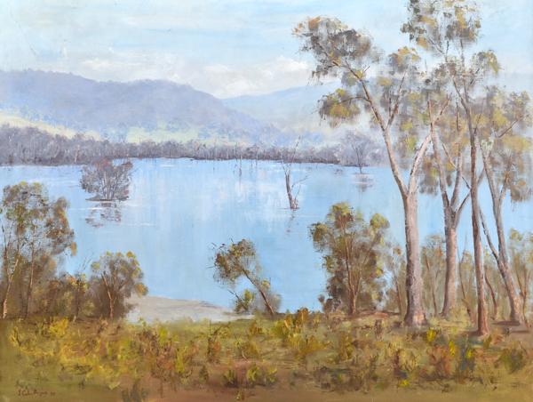 Appraisal: J COLIN ANGUS - Lake Mokoan oil on canvas J