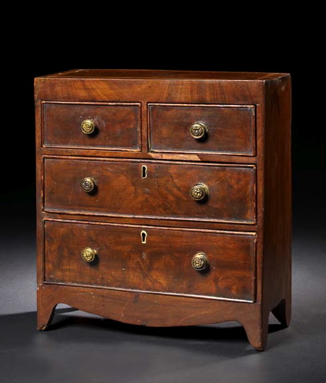 Appraisal: Georgian Miniature Mahogany Chest-of-Drawers fourth quarter th century modeled as