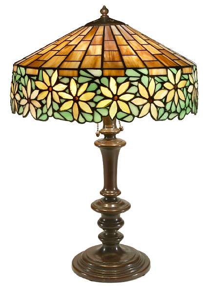 Appraisal: An American leaded glass Black Eyed Susan shade on a