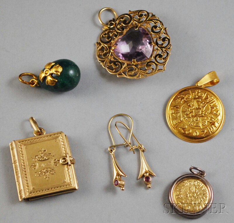 Appraisal: Assorted Group of Jewelry three Lalaounis charms including two gold