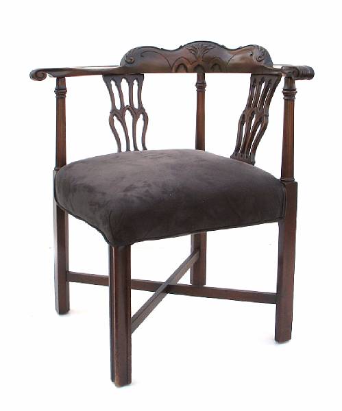 Appraisal: A George III style mahogany corner chair height in width