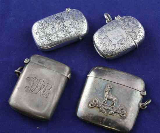 Appraisal: A late Victorian silver vesta case engraved with scrolling foliage