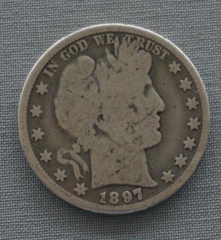 Appraisal: Barber Silver Half Dollar In average circulated condition with date