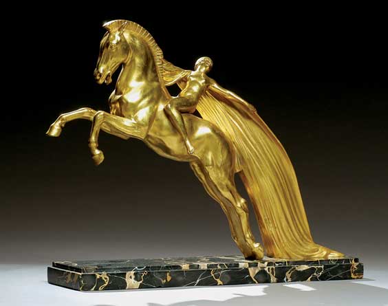 Appraisal: FRENCH ART DECO GILT BRONZE French Art Deco gilt bronze